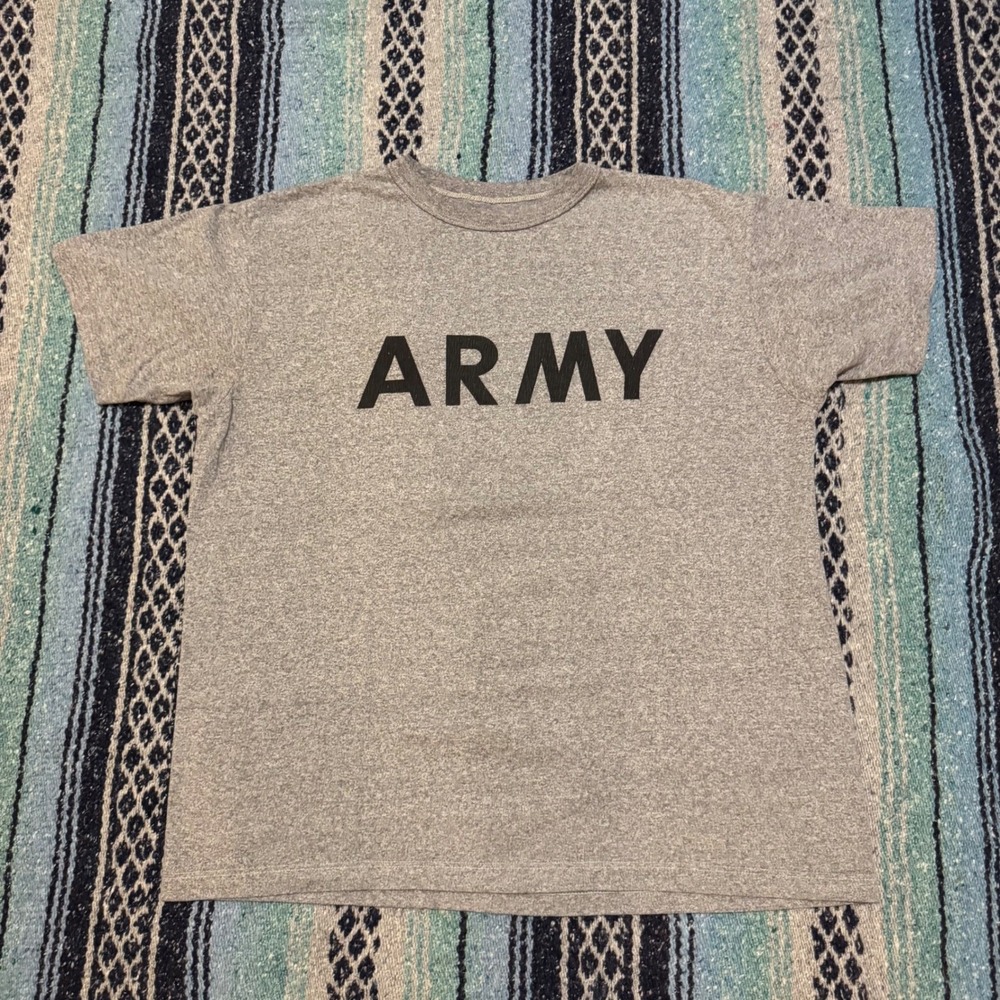 US Army PT T-Shirt Mens XL Heather Gray Short Sleeve Military Training Tee